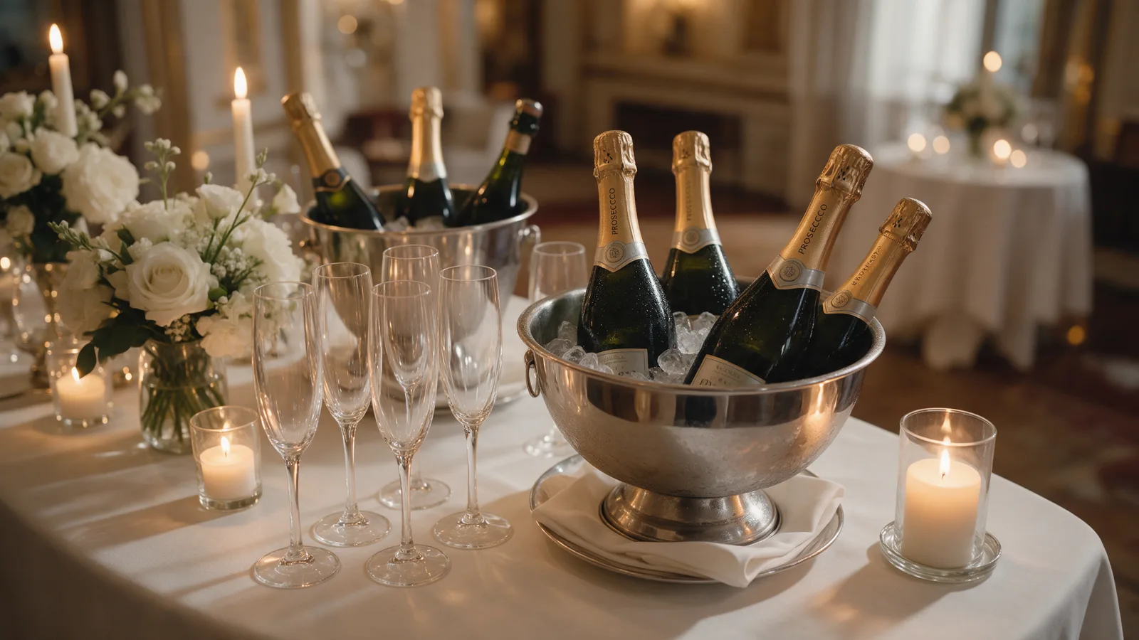 Tavola di celebrazione con Prosecco